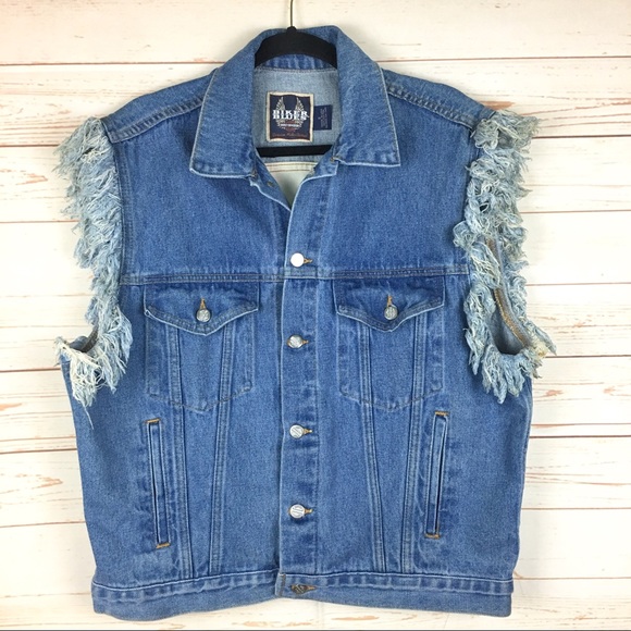 Harley Davidson AMERICAN FLAG Frayed Denim Vest SM - Picture 8 of 8